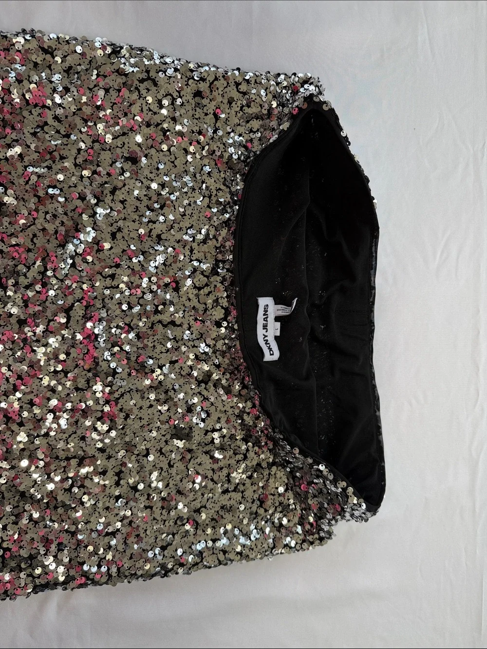 DKNY Silver Sequin Mini Skirt